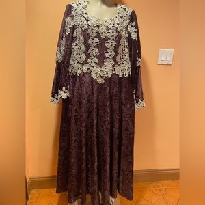 Handmade Tailored and Hand Sewn Long Dress, Color-Eggplant/Purple, Size-XL